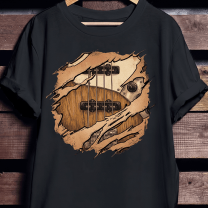 Ripped Bass Guitar Inside Tee - The Music Frontiers