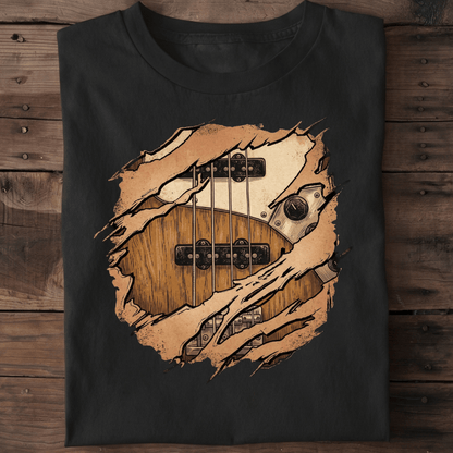 Ripped Bass Guitar Inside Tee - The Music Frontiers