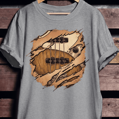 Ripped Bass Guitar Inside Tee - The Music Frontiers