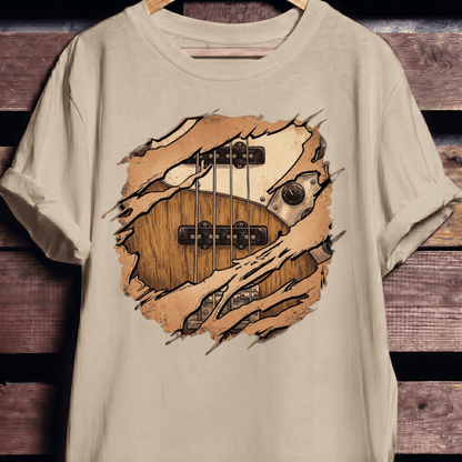 Ripped Bass Guitar Inside Tee - The Music Frontiers