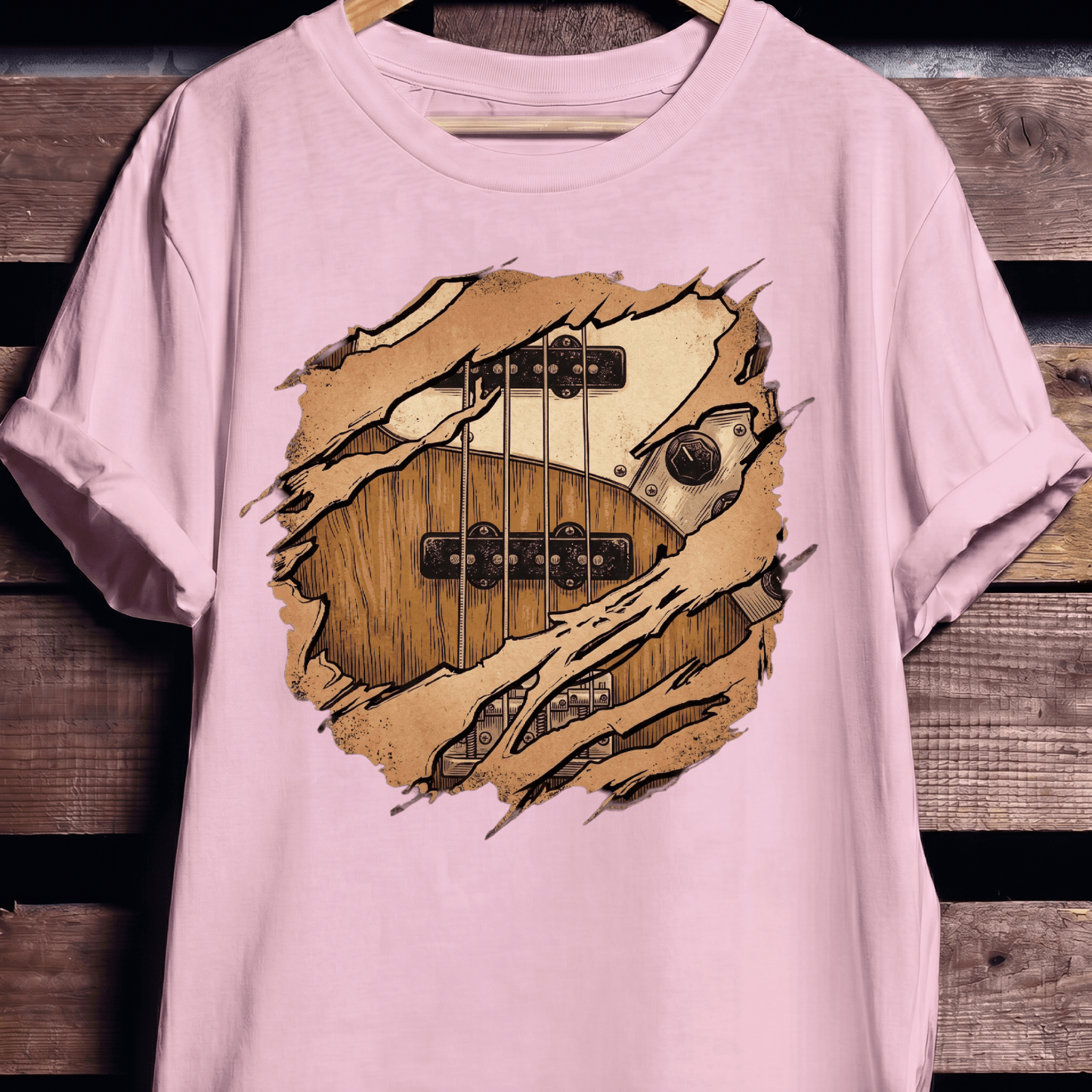 Ripped Bass Guitar Inside Tee - The Music Frontiers
