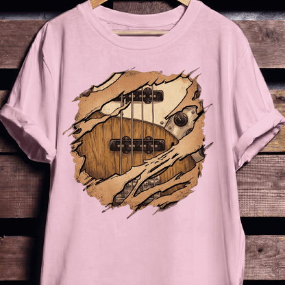 Ripped Bass Guitar Inside Tee - The Music Frontiers