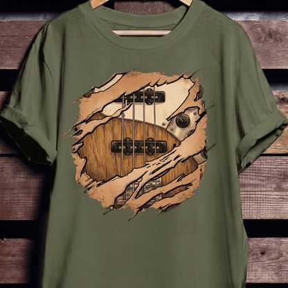 Ripped Bass Guitar Inside Tee - The Music Frontiers