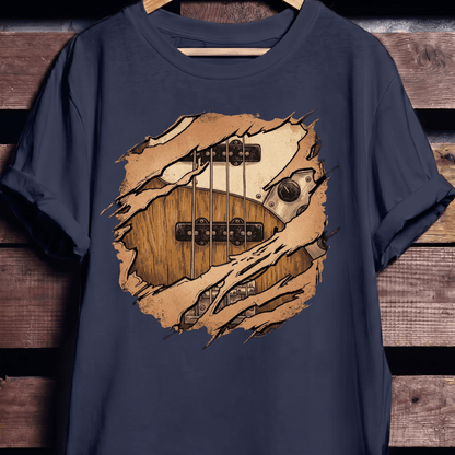 Ripped Bass Guitar Inside Tee - The Music Frontiers