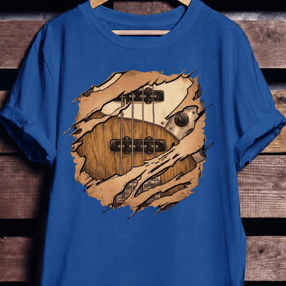 Ripped Bass Guitar Inside Tee - The Music Frontiers