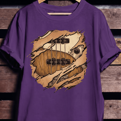 Ripped Bass Guitar Inside Tee - The Music Frontiers