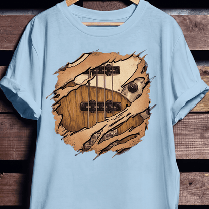Ripped Bass Guitar Inside Tee - The Music Frontiers