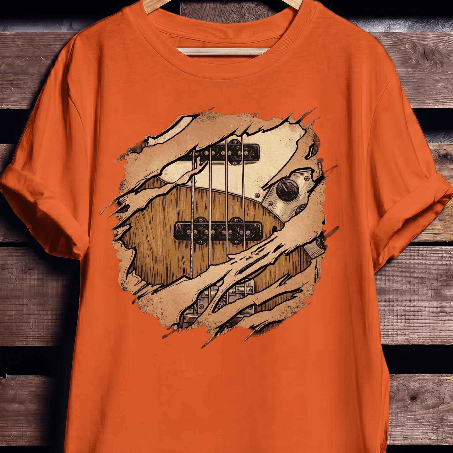 Ripped Bass Guitar Inside Tee - The Music Frontiers