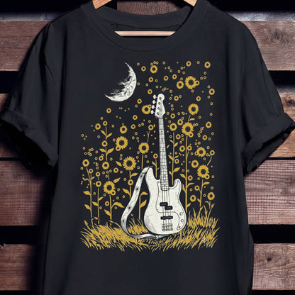 Romantic Moonlit Bass Player T-Shirt - Unisex Standard T-Shirt