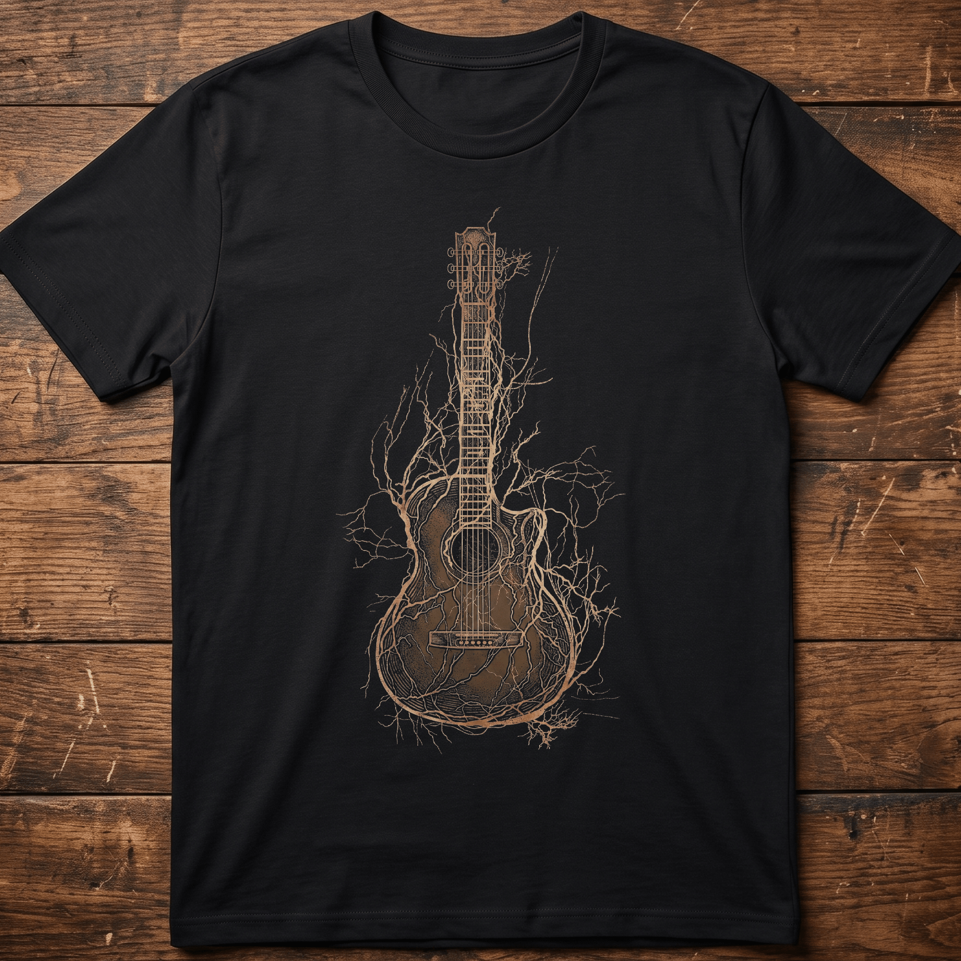 Rooted Acoustic Guitar Nature Tee - The Music Frontiers