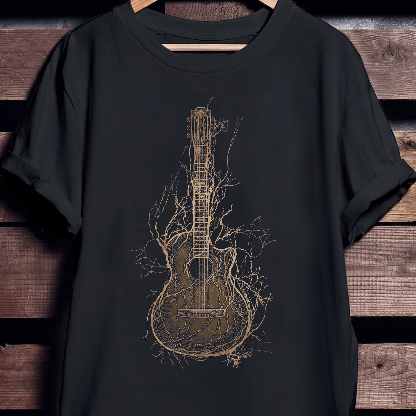 Rooted Acoustic Guitar Nature Tee - The Music Frontiers