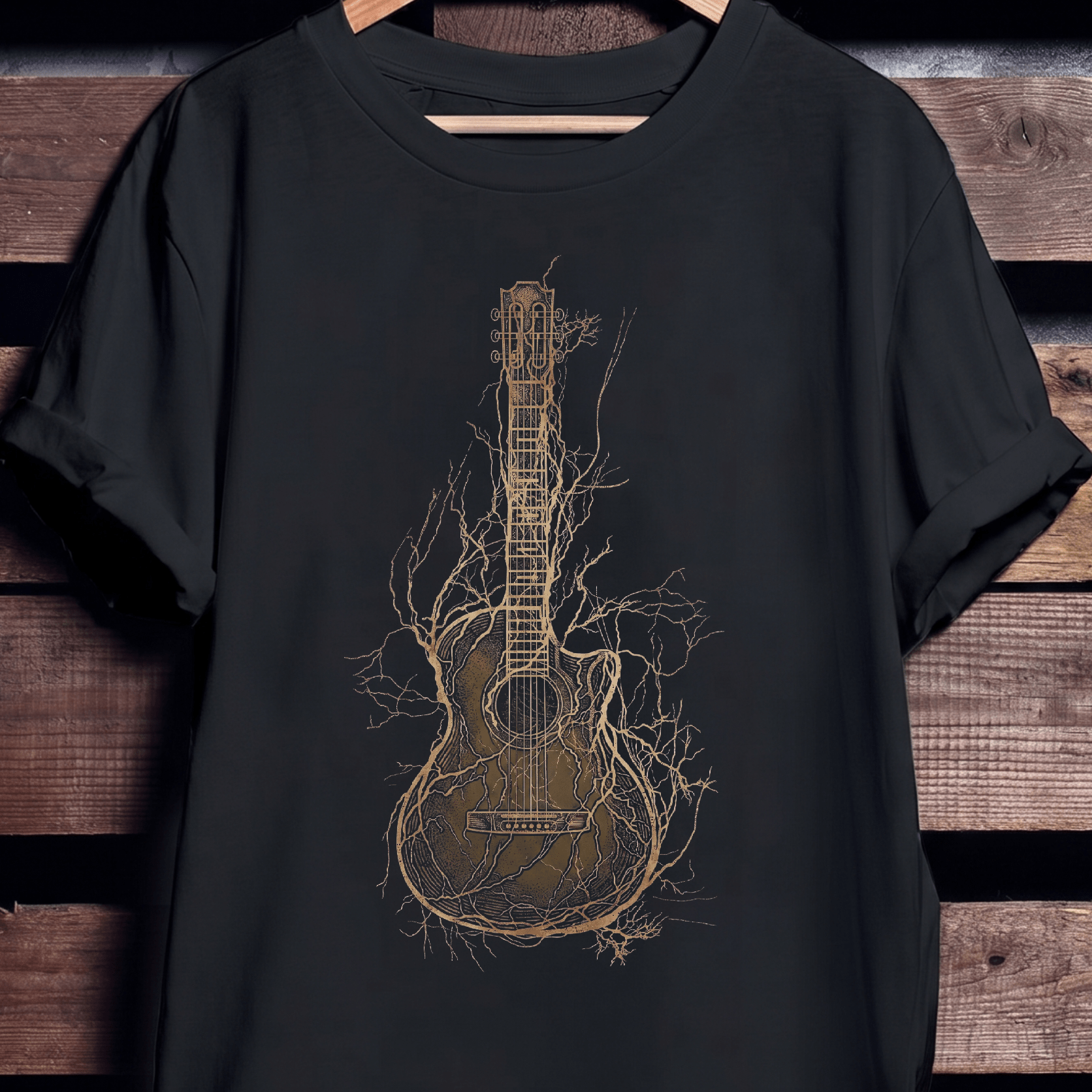 Rooted Acoustic Guitar Nature Tee - The Music Frontiers