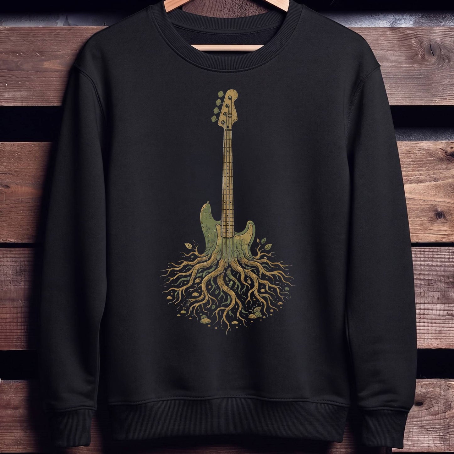 Rooted Bass Guitar Nature Tee - Unisex Standard Crew Neck Sweatshirt