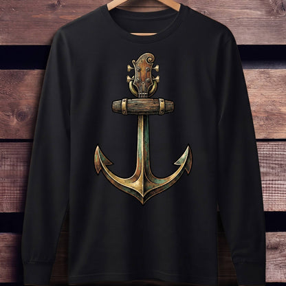 Rustic Anchor Bass Guitar Tee - Unisex Standard Long Sleeve