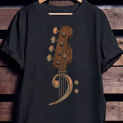 Rustic Wood Bass Clef Tee - Unisex Standard T-Shirt
