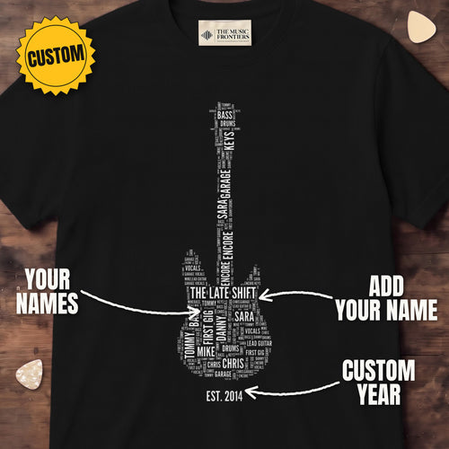 Black t-shirt with the personalized S06 design, custom name, year and names labeled