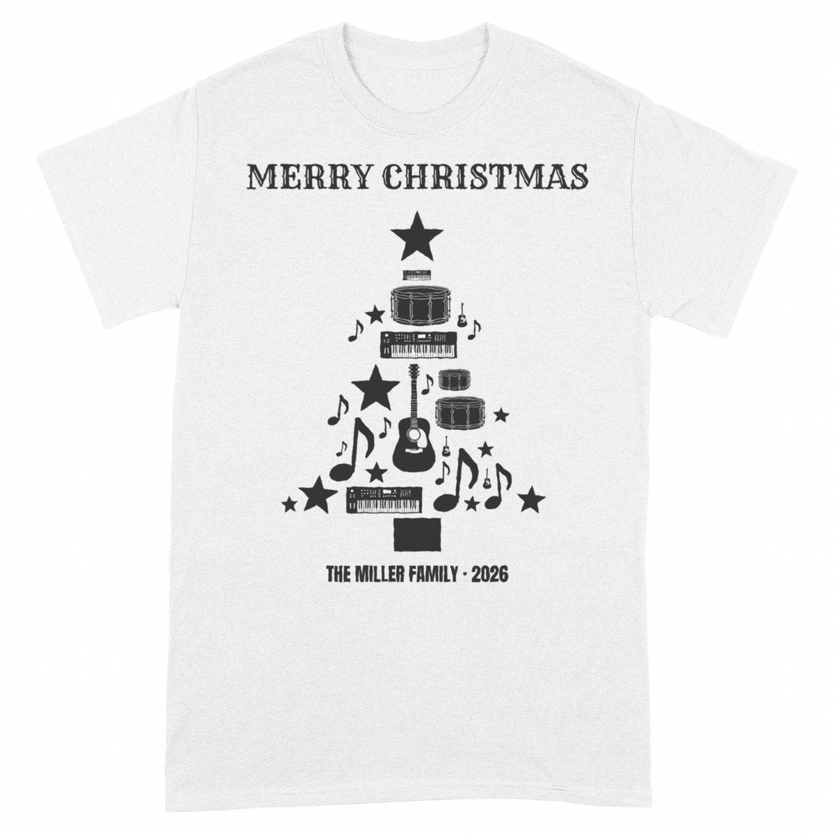 Musician Christmas Tree – Made of Your Instruments - White classic tee, front