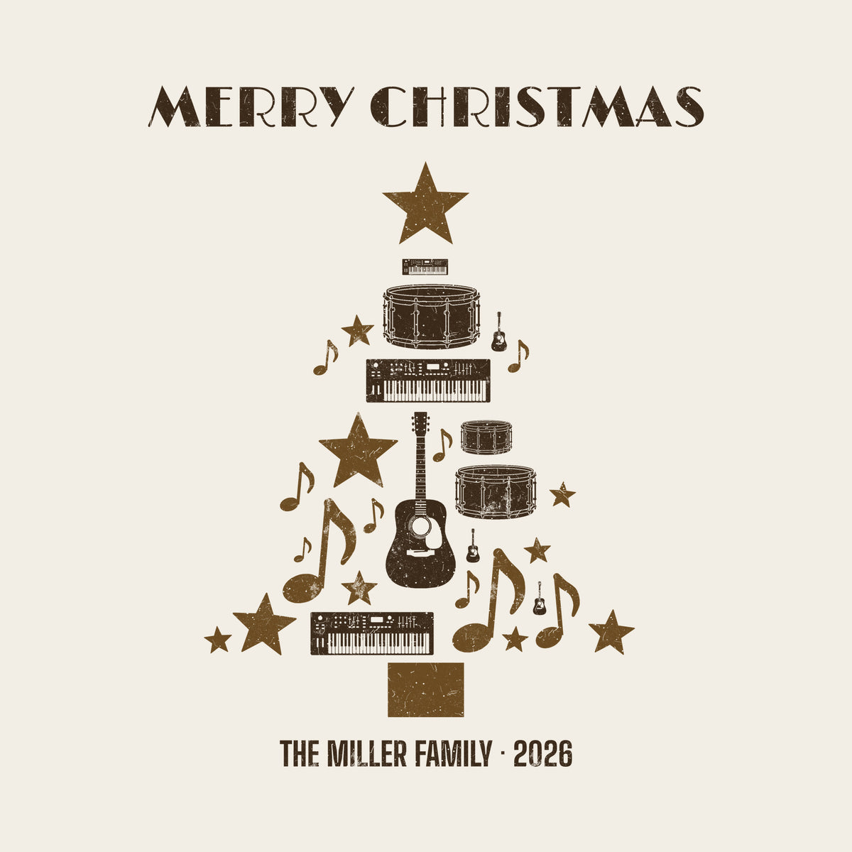 Musician Christmas Tree design artwork on its own, personalized with your details