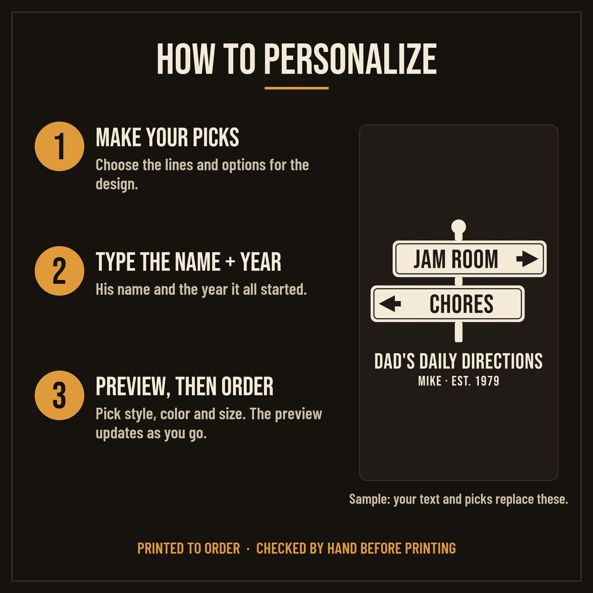 Jam Room This Way, Chores That Way Personalized Dad Shirt - how to personalize in 3 steps