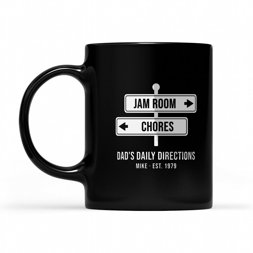Jam Room This Way, Chores That Way Personalized Dad Shirt - Matching black mug