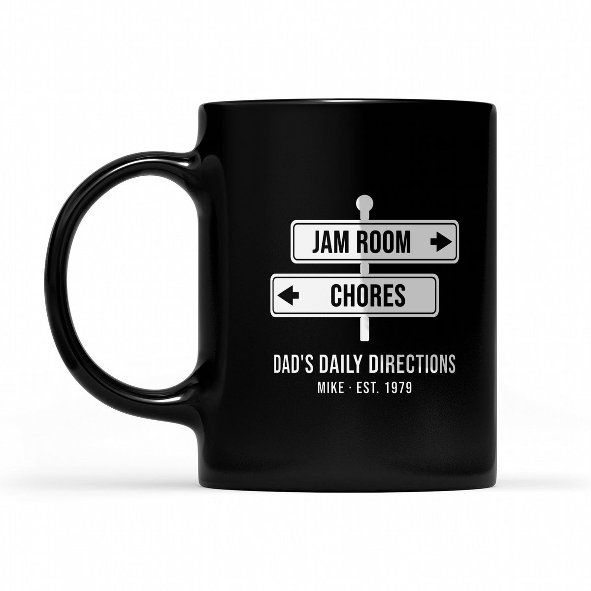 Jam Room This Way, Chores That Way Personalized Dad Shirt - Matching black mug