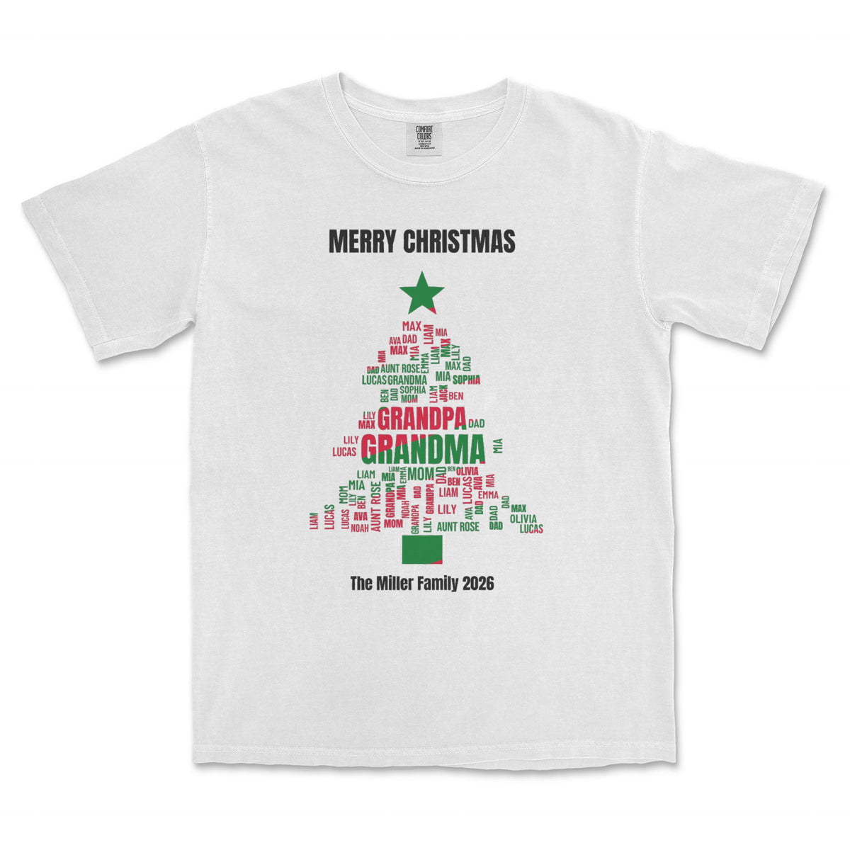 Your Words in a Shape Shirt – Custom Lyrics, Names or Text Art - White garment-dyed tee, front