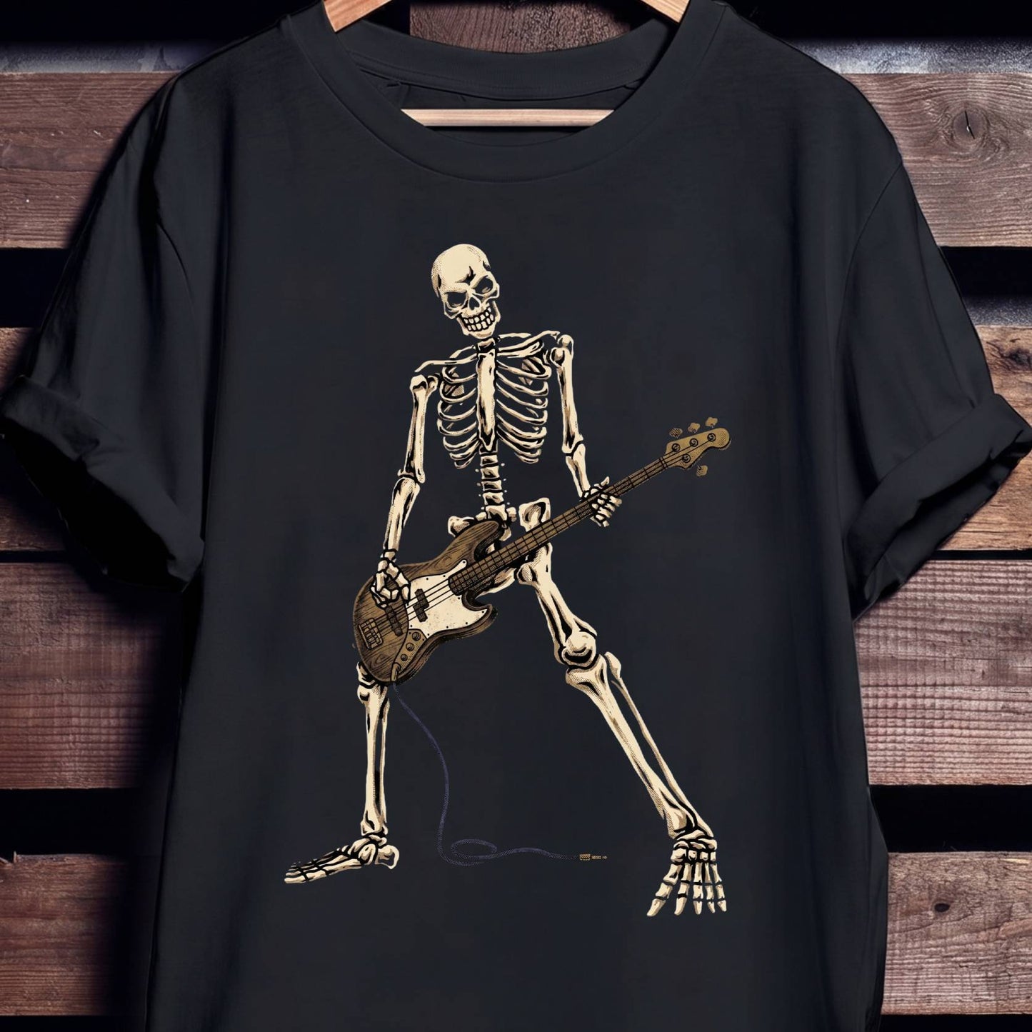 Skeleton Bass Guitar Player Tee - The Music Frontiers