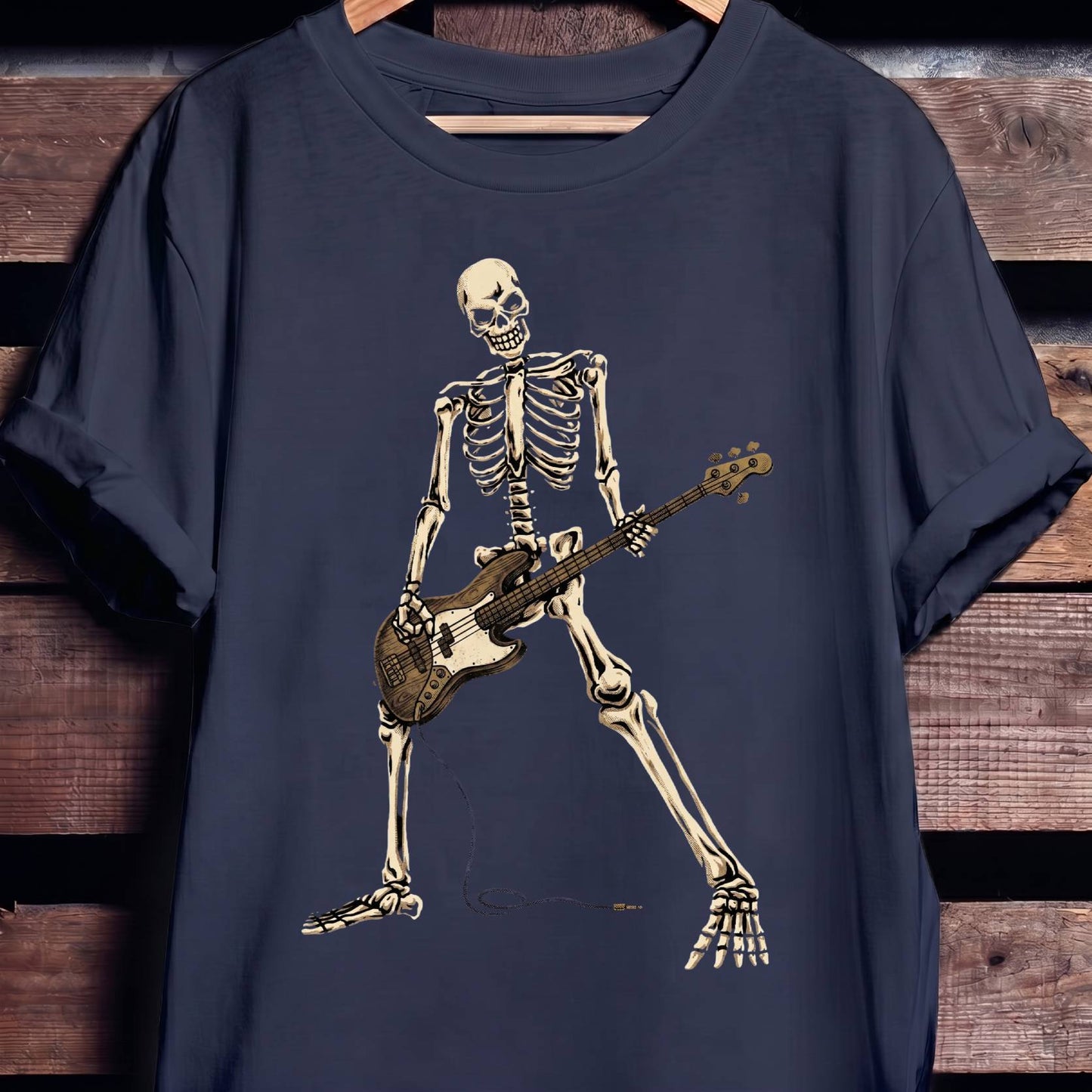 Skeleton Bass Guitar Player Tee - The Music Frontiers