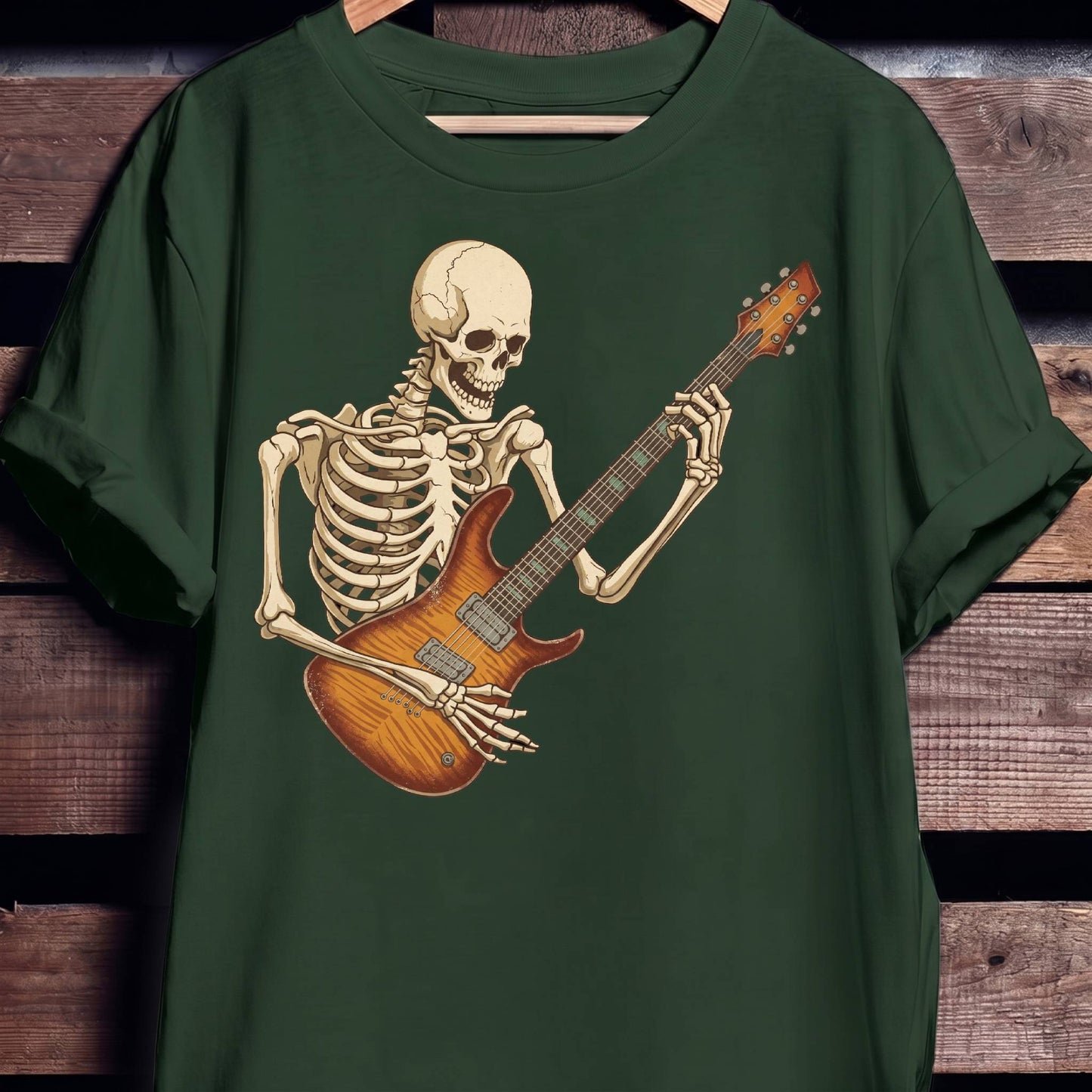 Skeleton Flamed Maple Guitarist Tee - The Music Frontiers