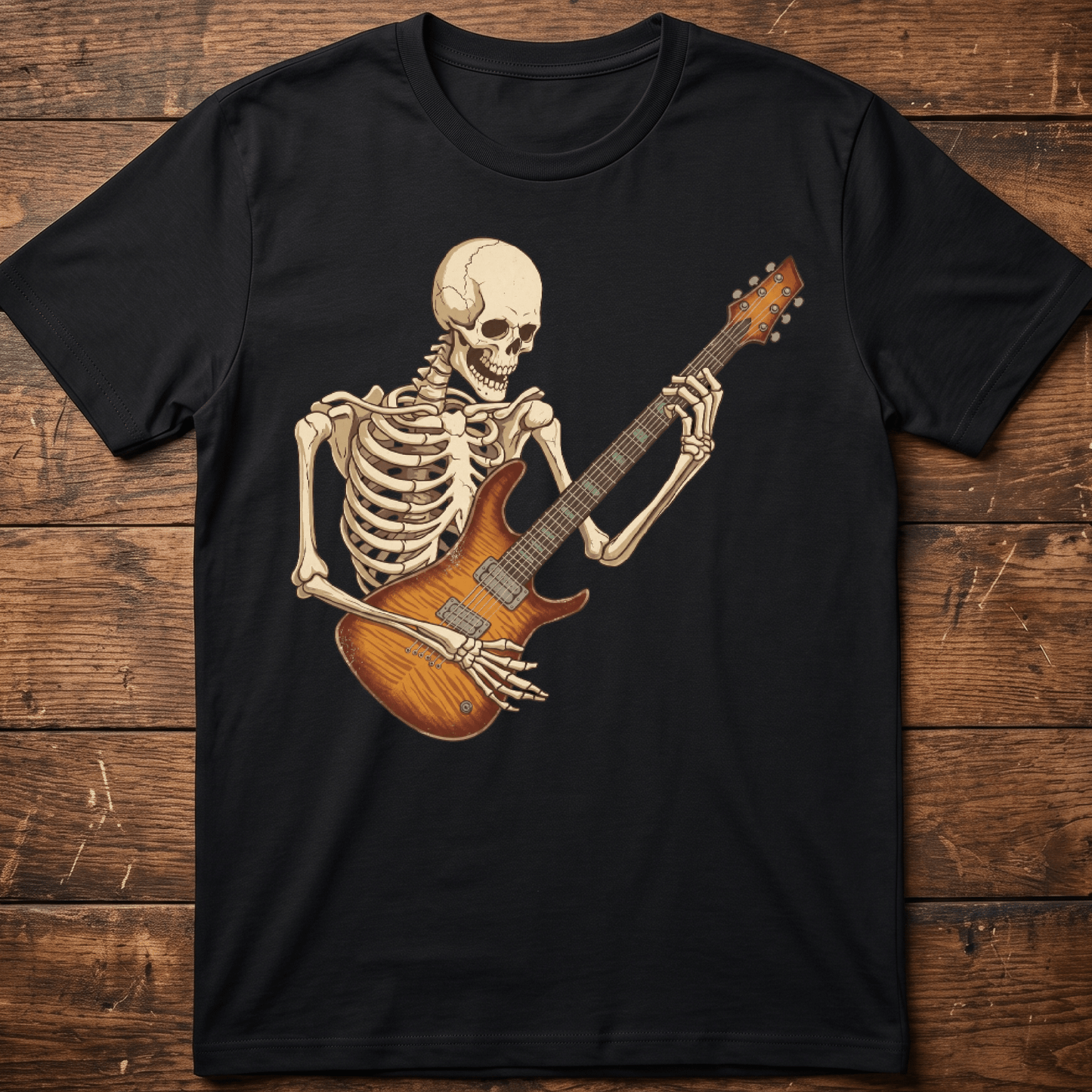 Skeleton Flamed Maple Guitarist Tee - The Music Frontiers