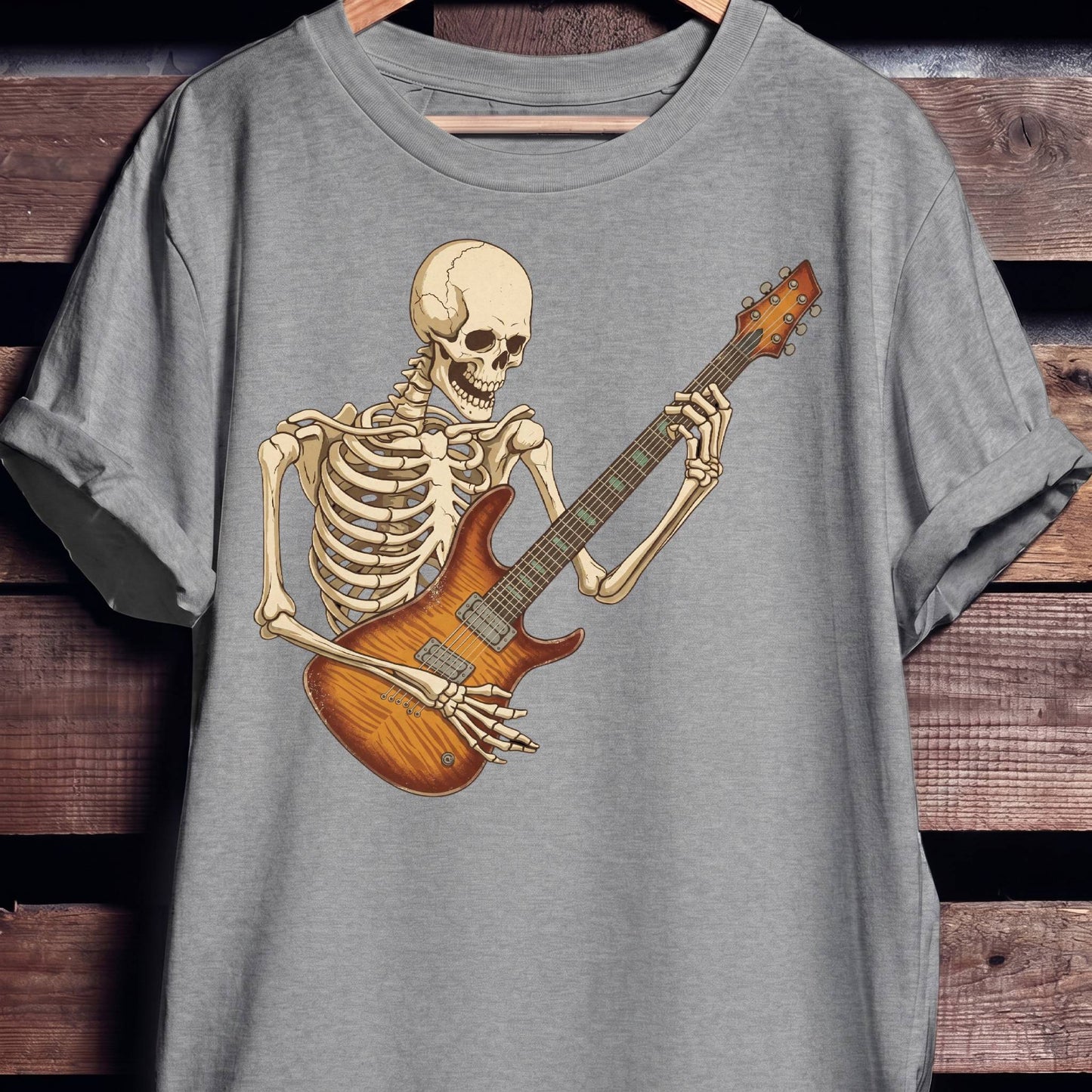 Skeleton Flamed Maple Guitarist Tee - The Music Frontiers