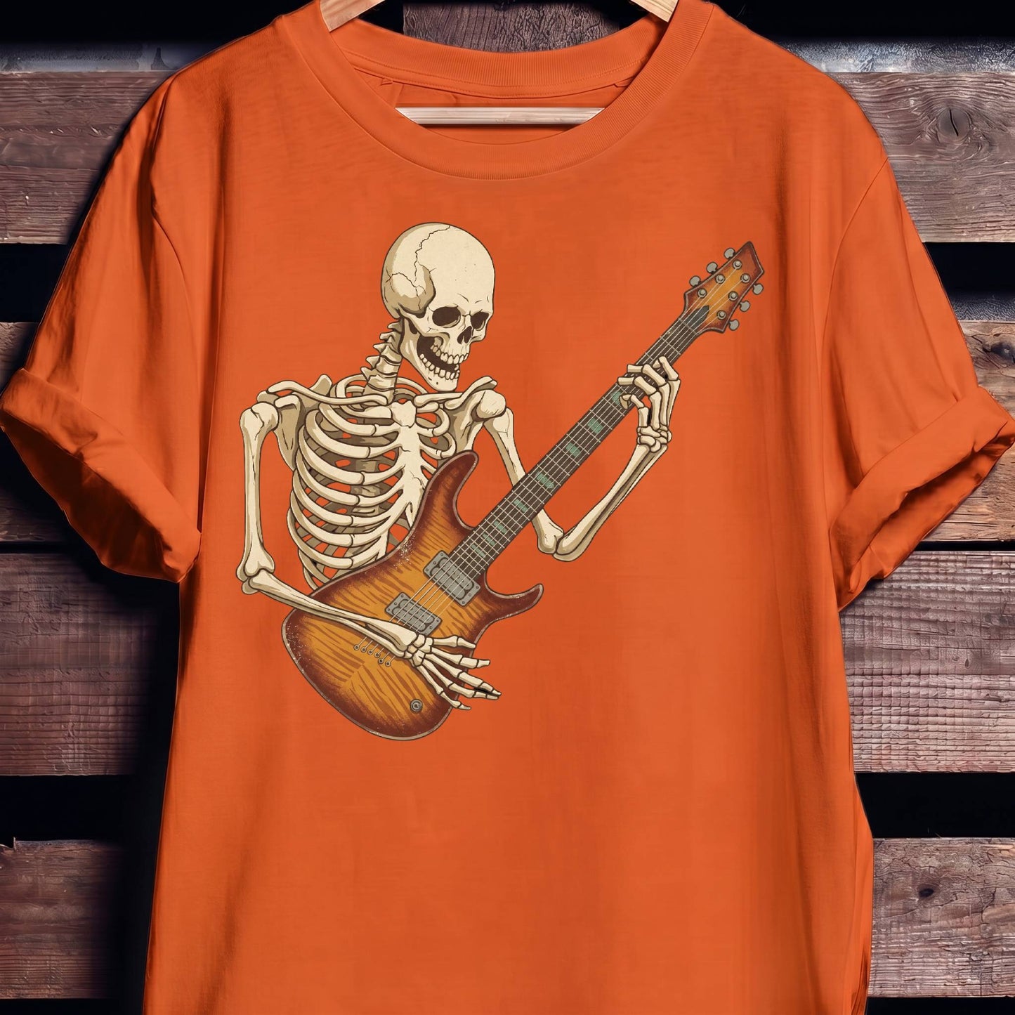 Skeleton Flamed Maple Guitarist Tee - The Music Frontiers