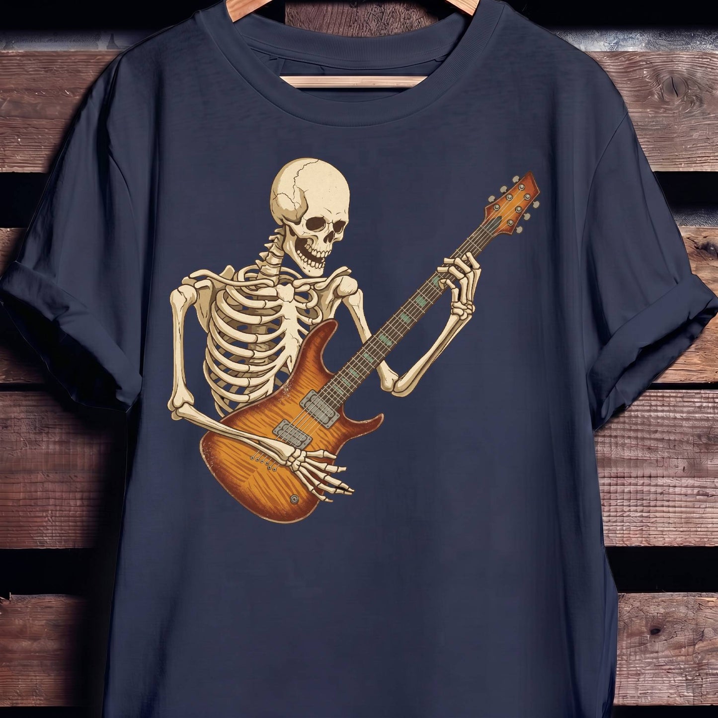 Skeleton Flamed Maple Guitarist Tee - The Music Frontiers
