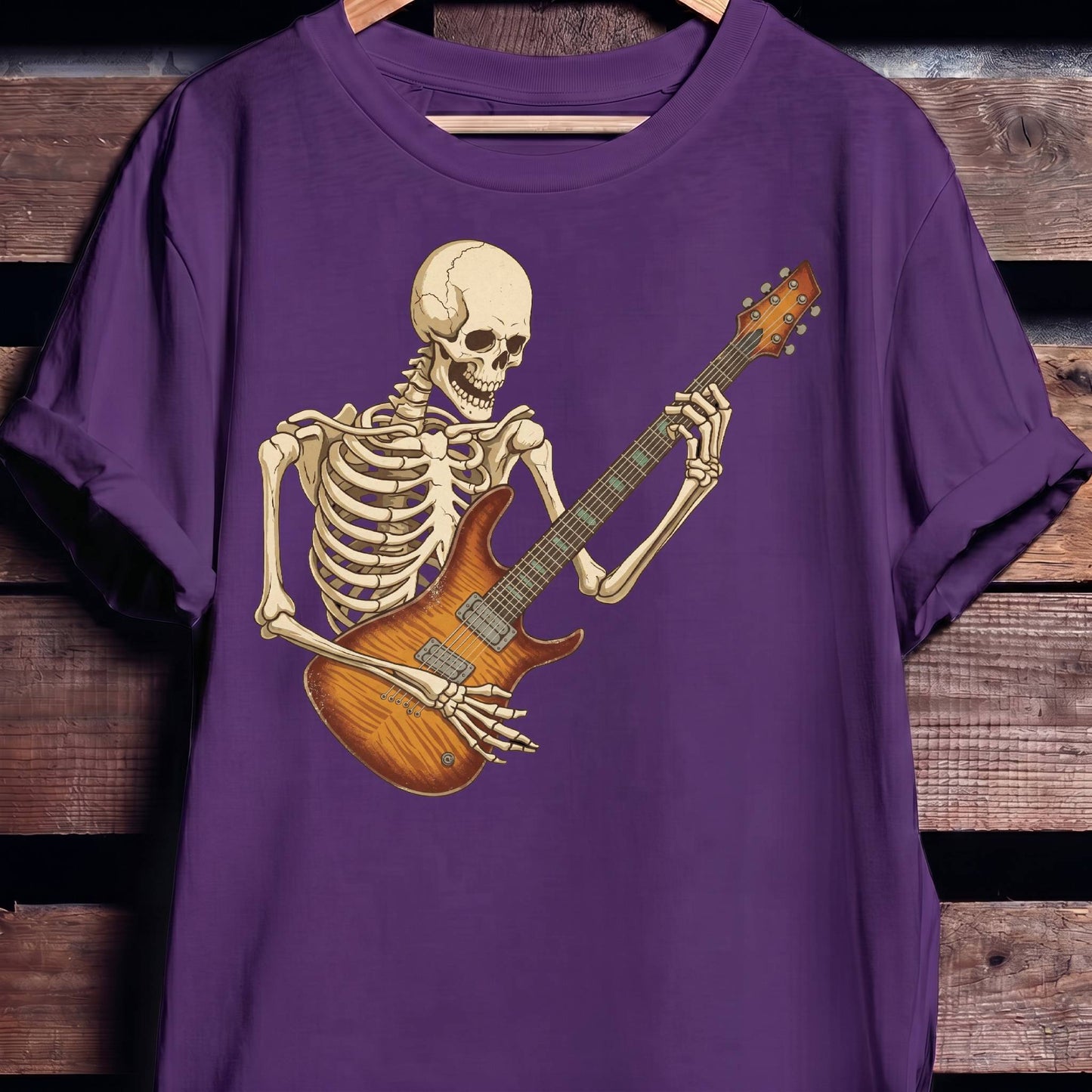 Skeleton Flamed Maple Guitarist Tee - The Music Frontiers