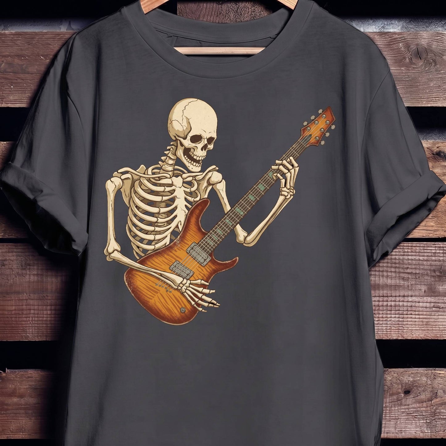 Skeleton Flamed Maple Guitarist Tee - The Music Frontiers