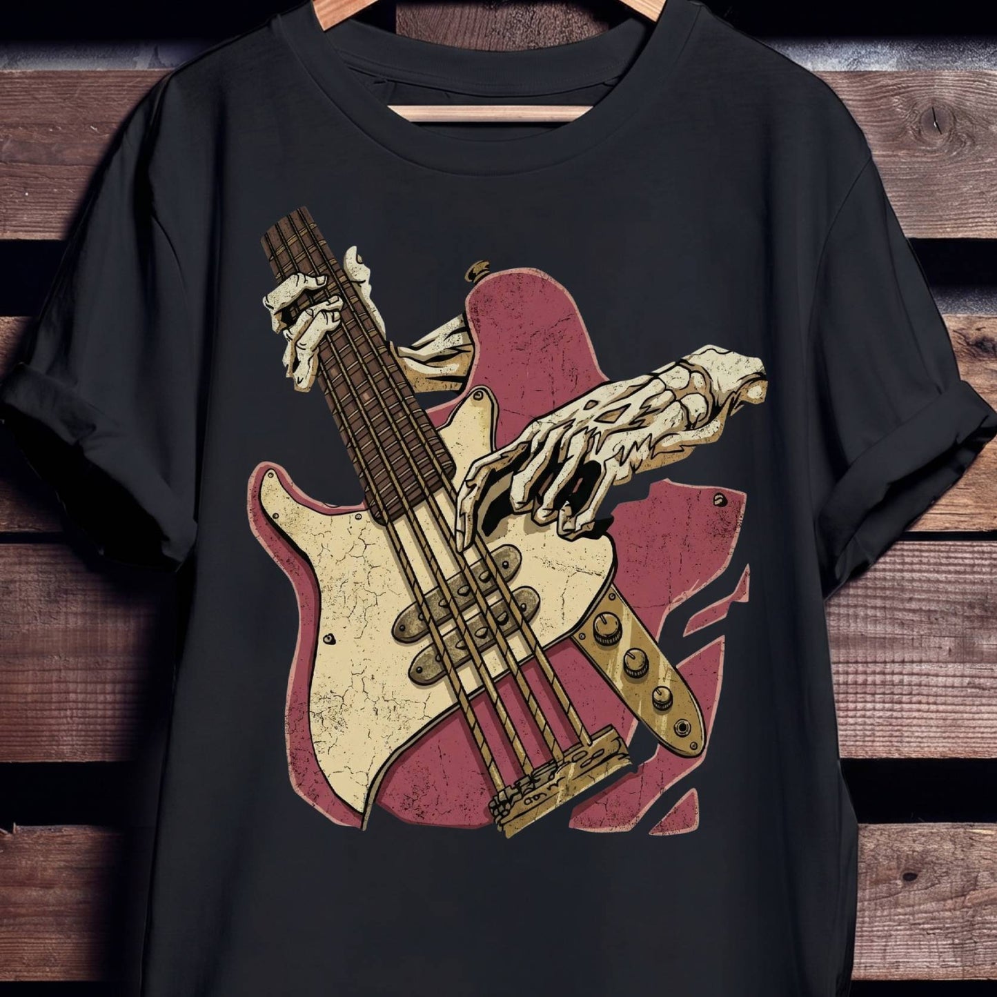 Skeleton Hands Bass Guitar Tee - Unisex Standard T-Shirt