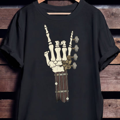 Skeleton Rock Hand Bass Tee - Unisex Standard T-Shirt