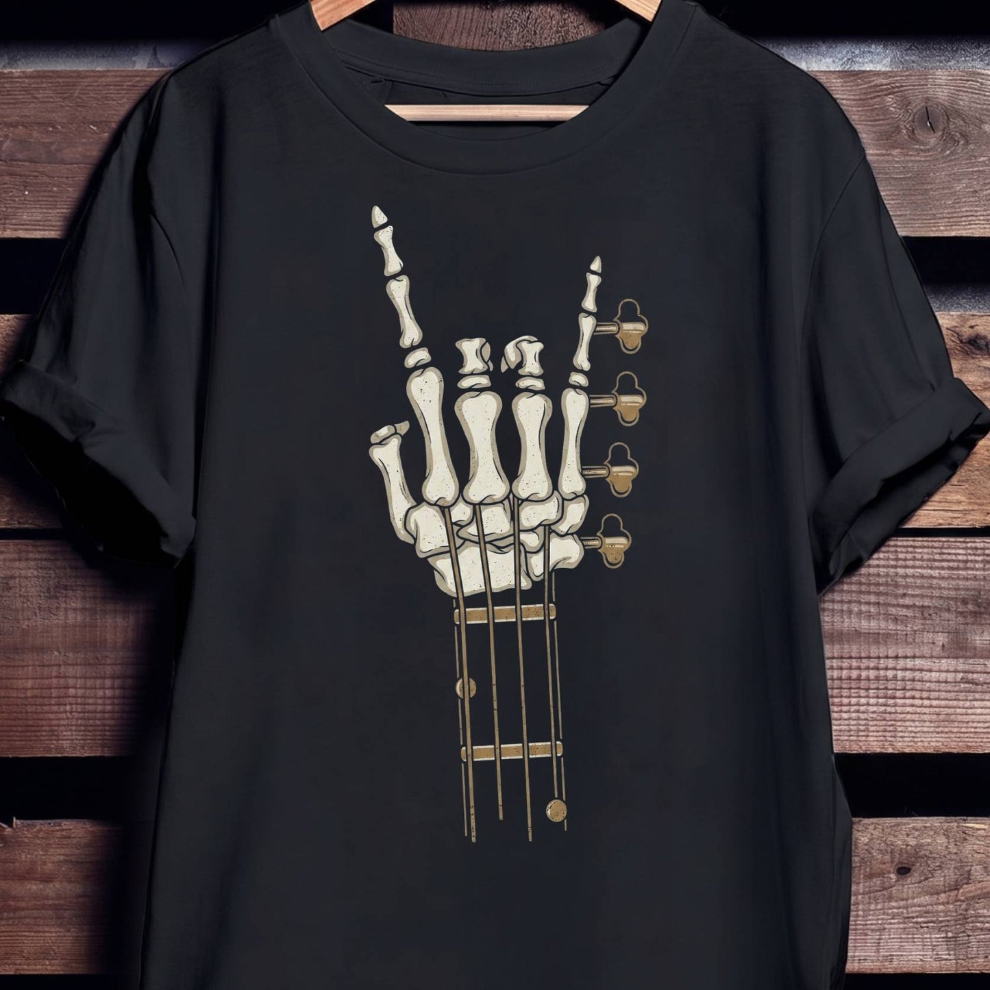 Skeleton Rock Hand Bassist Tee - Unisex Standard T-Shirt