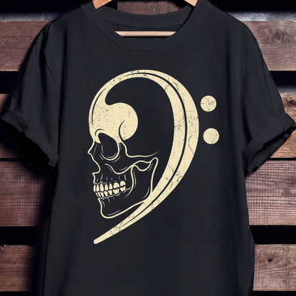 Skull Bass Clef Graphic T-Shirt - Unisex Standard T-Shirt