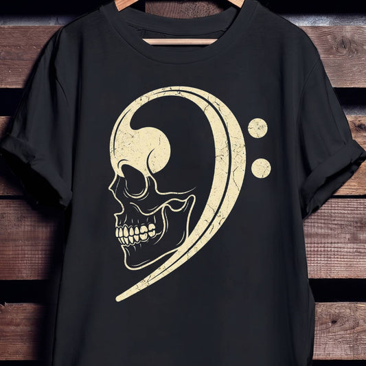 Skull Bass Clef Graphic T-Shirt - Unisex Standard T-Shirt