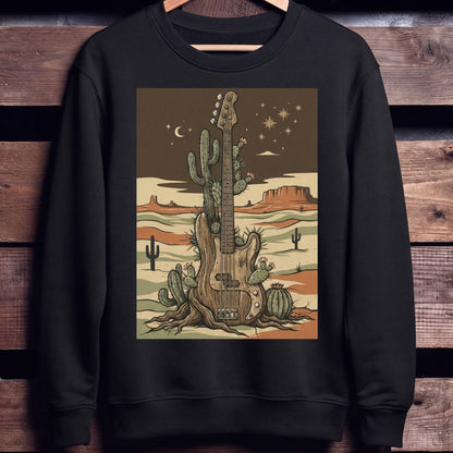Southwestern Desert Bass Guitar Tee - Unisex Standard Crew Neck Sweatshirt