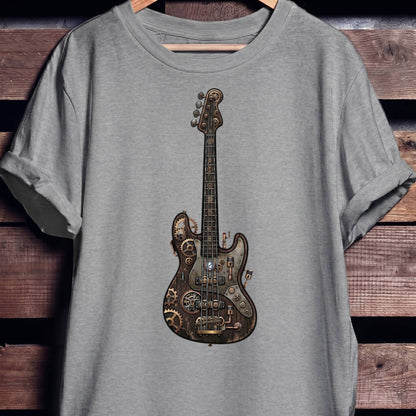 Steampunk Bass Guitar Mechanical Art T-Shirt