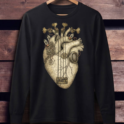 Steampunk Heart Bass Guitar Tee - Unisex Standard Long Sleeve
