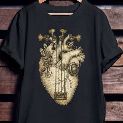 Steampunk Heart Bass Guitar Tee - Unisex Standard T-Shirt