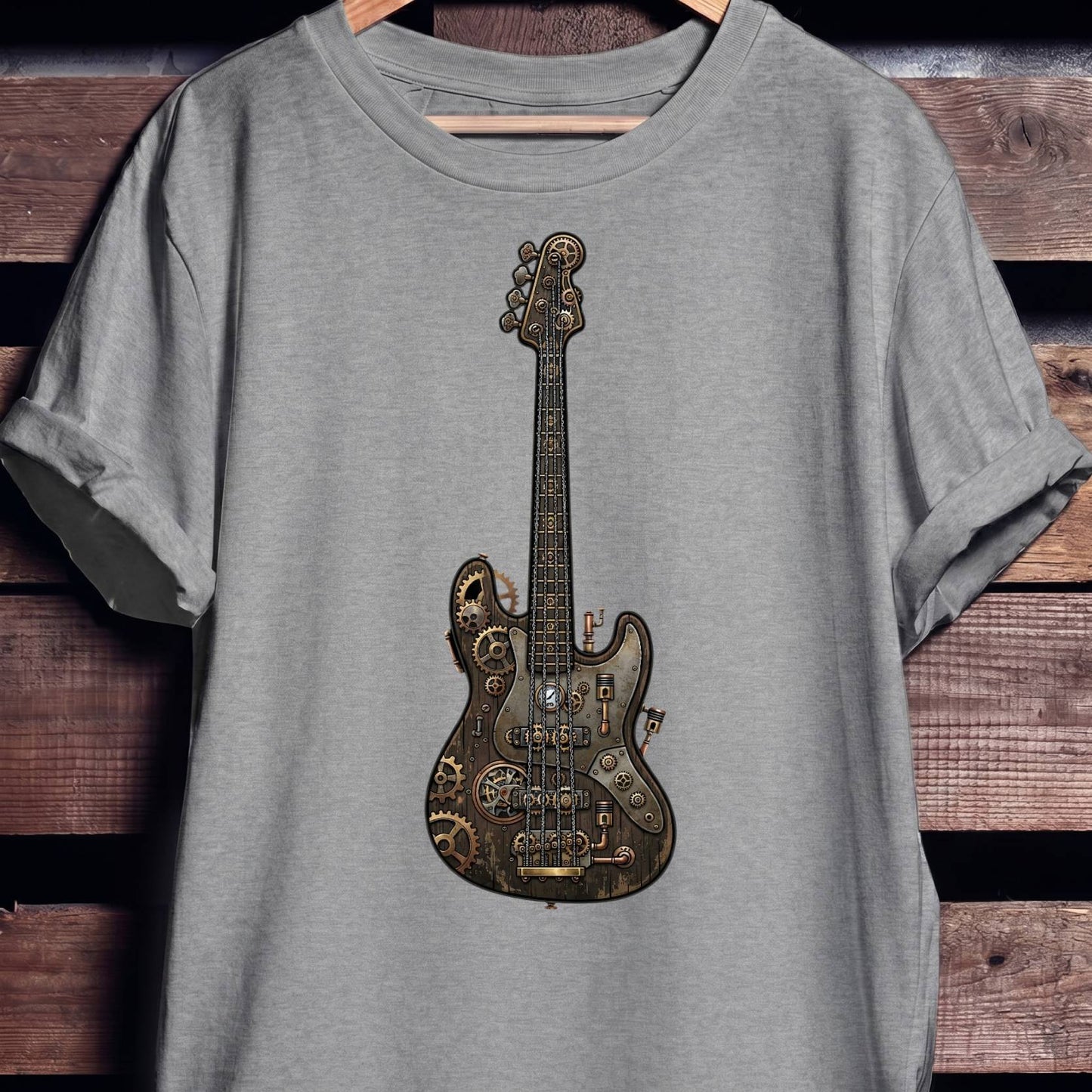Steampunk Mechanical Bass Guitar Tee