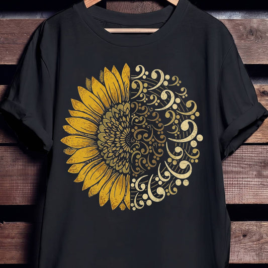 Sunflower Bass Clef Mandala Tee - Unisex Standard T-Shirt