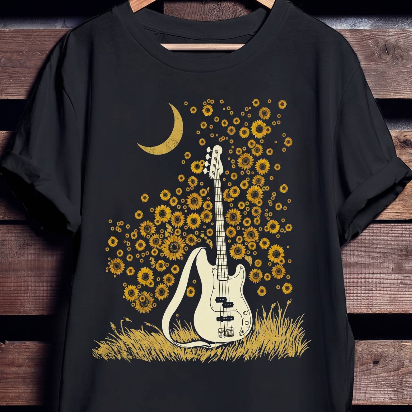 Sunflower Bass Guitar Moonlight Tee - Unisex Standard T-Shirt