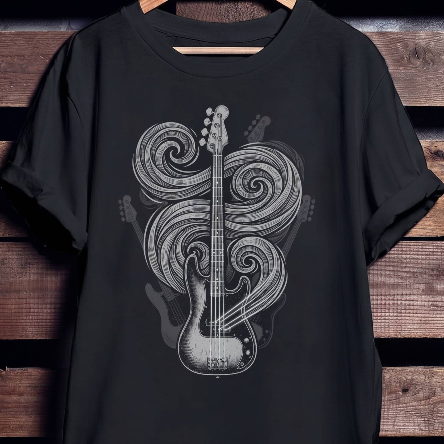 Swirl Bass Guitar Art Tee - Unisex Standard T-Shirt
