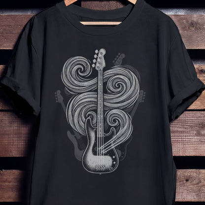 Swirl Bass Guitar Art Tee - Unisex Standard T-Shirt