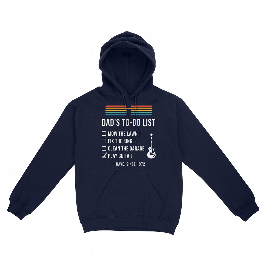Dad's To-Do List Personalized Shirt, Play Guitar Checked - Navy hoodie, front